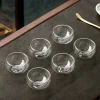 2/6Pcs Double Layer Glass Tea Cup Set Transparent Drinkware Coffee Milk Water Mug Multi-Purpose Brewings Tea Cup Kitchen Tools