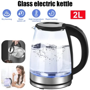2L Glass Electric Kettle Fast Boiling Water Heater Tea Coffee Thermo Pot Large Capacity Auto Shutoff Smart Kettle for Home