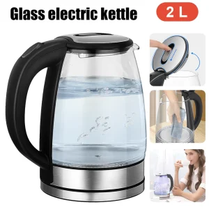 2L Larger Capacity Electric Kettle 220V Glass Tea Kettle Home Kitchen Water Heater EU/UK Plug Water Boiler