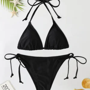 2Pc/Set 2024 Fashion Sexy Swimsuit Women Bikinis Set Triangle Swimwear String Beachwear Thong One Piece Suits Brazilian Biquini
