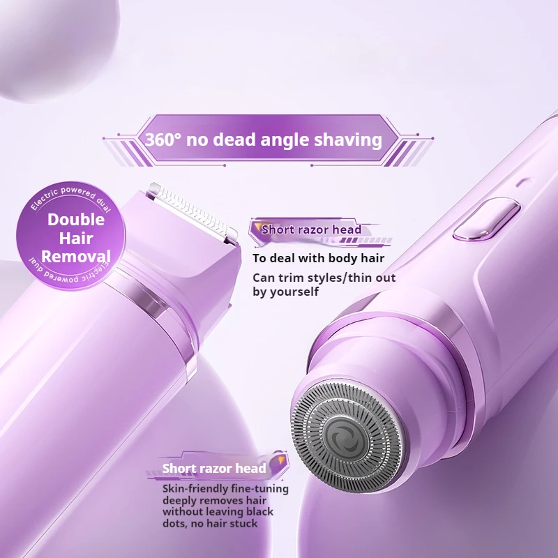 2in1 Electric Razor for Women Painless Hair Removal Rechargeable Body Trimmer Underarm Mustache Epilator Shaver - Image 5