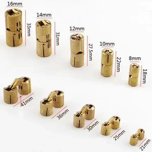2pcs Copper Barrel Hinges Cylindrical Hidden Cabinet Concealed Invisible Brass Hinges Mount For Furniture Hardware