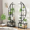 2pcs Half Moon Shape Plant Stands 6 Tier Large Plant Display Stand Metal In With Detachable Wheels for Home Patio Lawn Balcony
