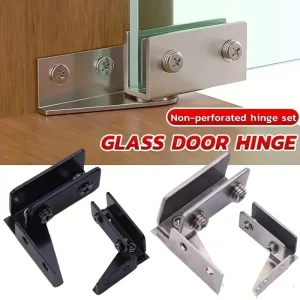 2pcs Non-Perforated Glass Door Hinges,Display Cabinet Hinge,Wine Cabinet Rotating Shaft Glass Clip,Furniture Door Hinge Hardware