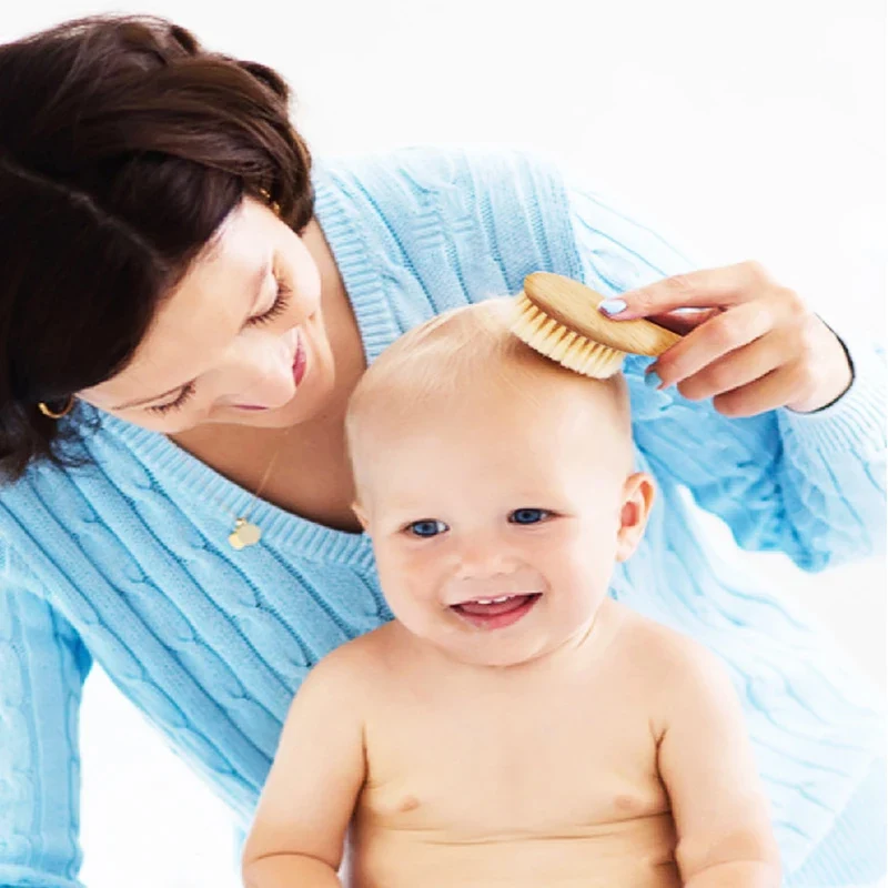 2pcs Wooden Baby Hair Brush Comb Soft Baby Bath Brush Clean Hair Body Gentlely Baby Protect Shower Baby Wash Care Tool - Image 2