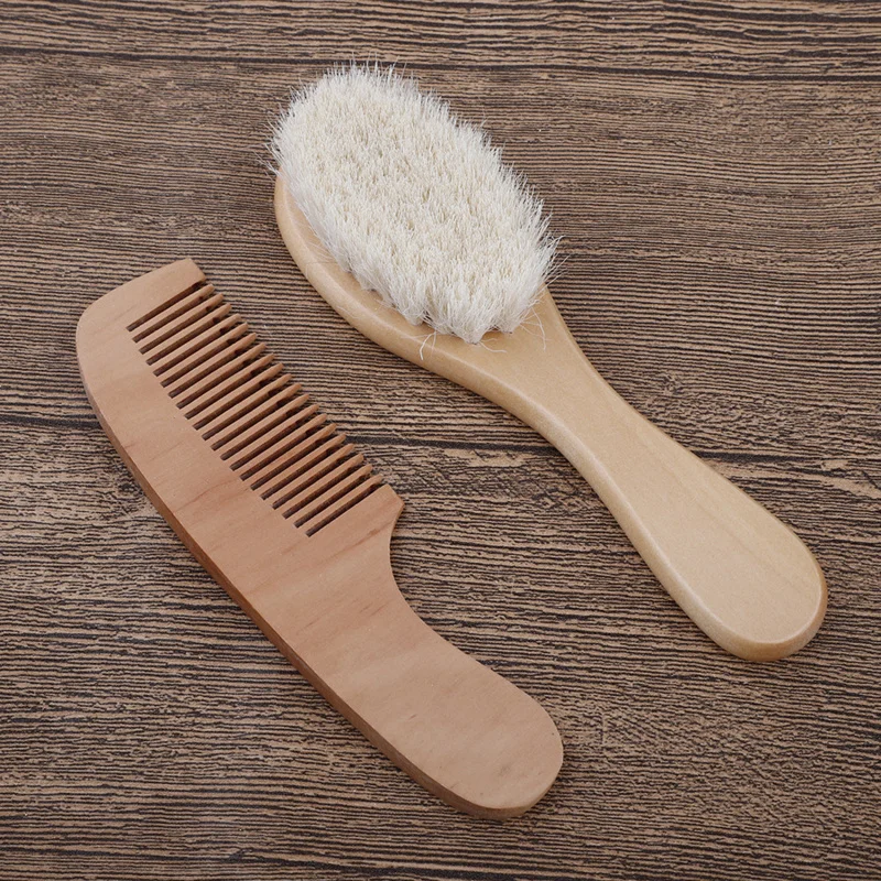2pcs Wooden Baby Hair Brush Comb Soft Baby Bath Brush Clean Hair Body Gentlely Baby Protect Shower Baby Wash Care Tool - Image 3