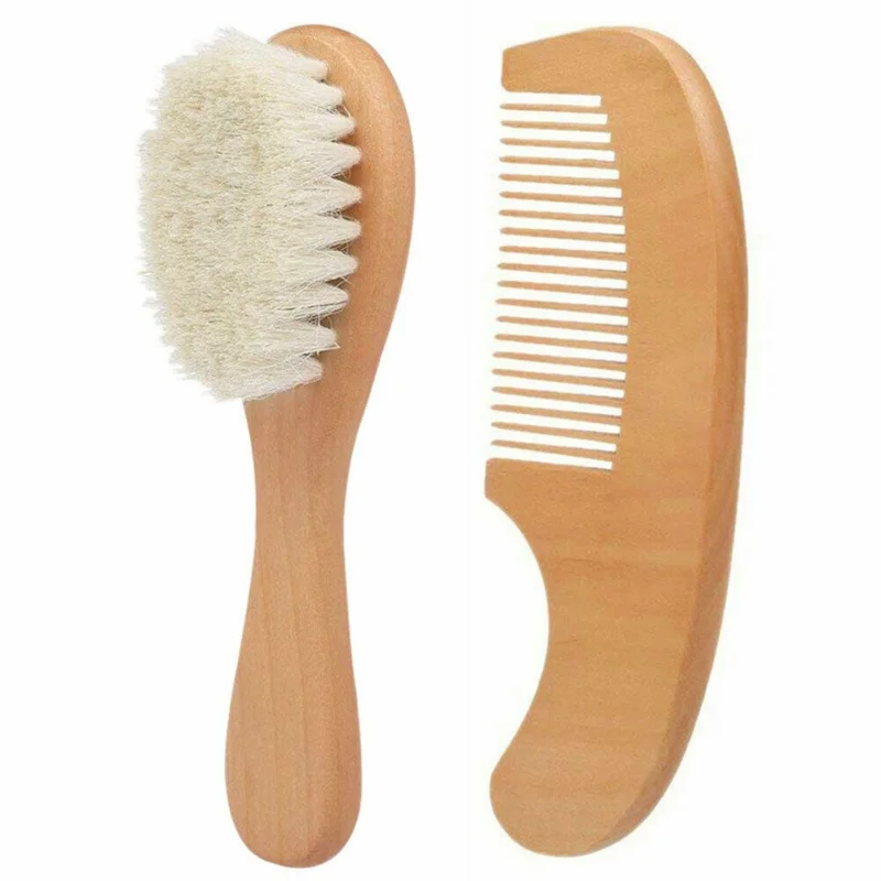 2pcs Wooden Baby Hair Brush Comb Soft Baby Bath Brush Clean Hair Body Gentlely Baby Protect Shower Baby Wash Care Tool - Image 4