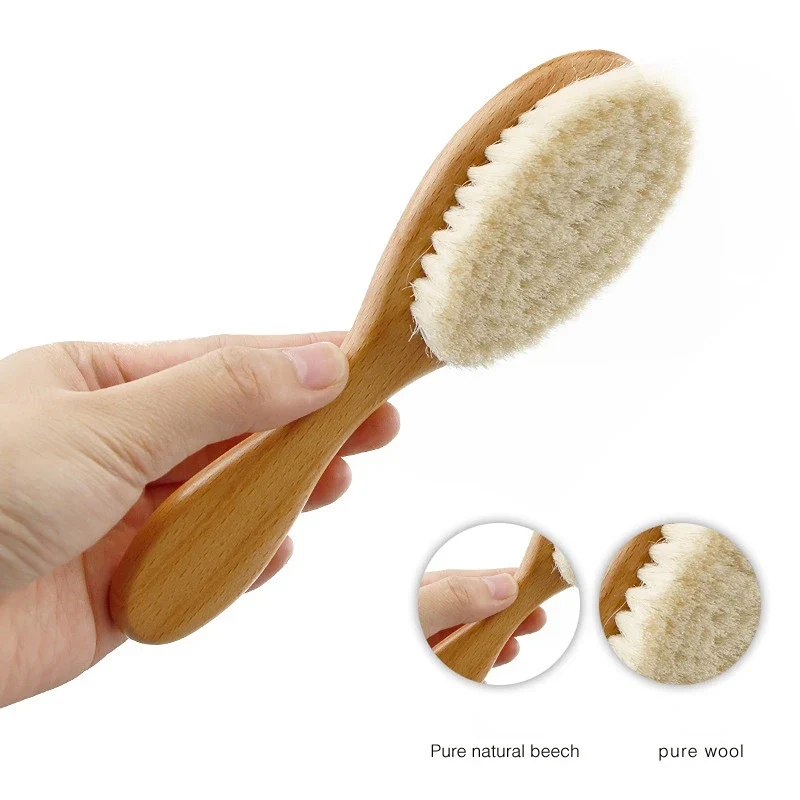 2pcs Wooden Baby Hair Brush Comb Soft Baby Bath Brush Clean Hair Body Gentlely Baby Protect Shower Baby Wash Care Tool - Image 5