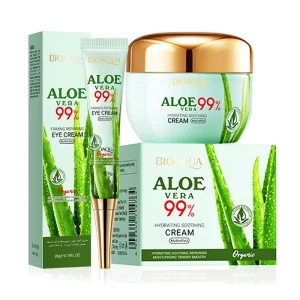 2pcs/kit BIOAQUA Aloe Vera Skin Care Sets Moisturizing Hydrating Whitening Anti-aging Anti Wrinkles Face Eye Cream Skin Care