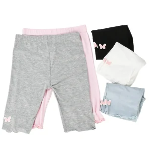 3-14 Year Summer Girls Knee Length Pants Kids Elastic Candy Color Leggings Children Ruffles Bottoms Capris Girl Skinny Pants