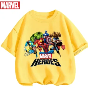 3-14 Years Kids Spiderman Summer Super Hero T-Shirt Marvel Hulk Avengers Boys Girls Soft Short Sleeve Breathable Tee