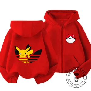 3-14Y Popular Pikachu Hoodie Boys Girls Autumn Winter New Cute Kawaii Cartoon Trendy Kids