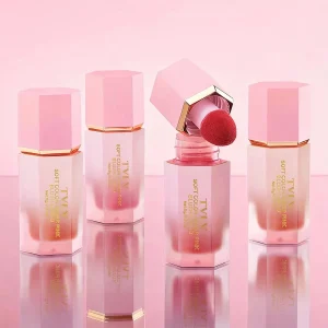 3-Color Matte Liquid Powder Blusher Easy to Apply Durable Waterproof Powder Blusher Sponge Brush Head