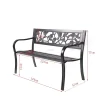 3 Seater Garden Bench Slat Steel Rose Style Park Patio Outdoor Furniture Seat Chair Metal C074 Black