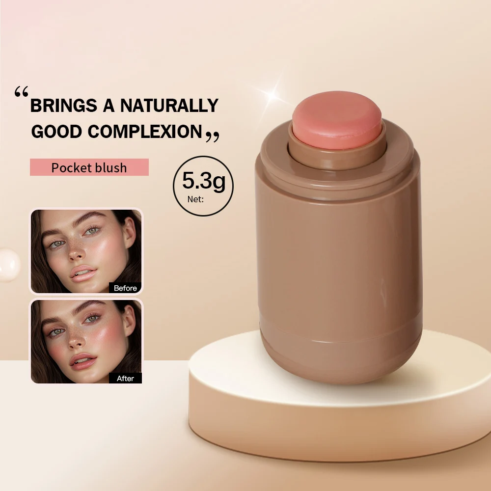 3-in-1Blush Stick Lasting Brightens Facial Cheek Stick Moisturizing Flash Lip Gloss Makeup Lip Gloss Face Rouge - Image 4