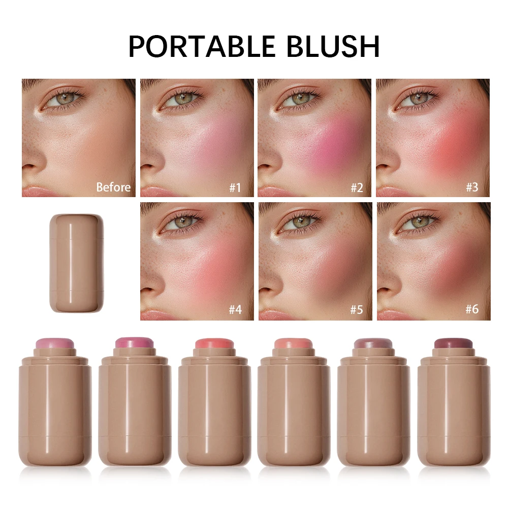3-in-1Blush Stick Lasting Brightens Facial Cheek Stick Moisturizing Flash Lip Gloss Makeup Lip Gloss Face Rouge - Image 5
