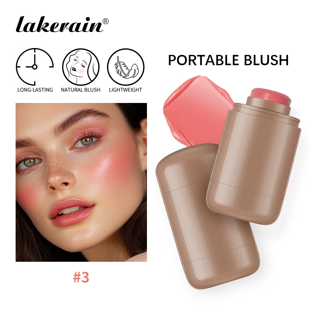 3-in-1Blush Stick Lasting Brightens Facial Cheek Stick Moisturizing Flash Lip Gloss Makeup Lip Gloss Face Rouge - Image 6