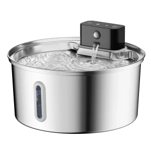 3.2L Stainless Steel Wireless Pet Water Fountain Battery Powered Motion Sensor Silent Filtration Automatic Cat Water Fountain
