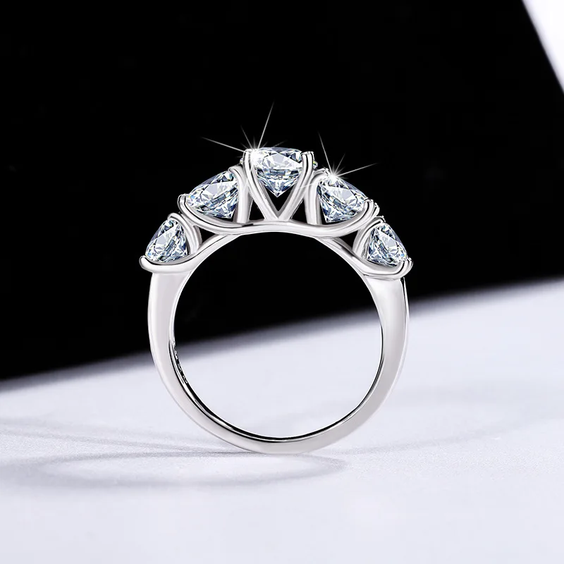 3.6CT All GRA Moissanite Rings for Women 5 Stones Sparkling Diamond Wedding Band S925 Sterling Silver fine Jewelry dating gift - Image 3
