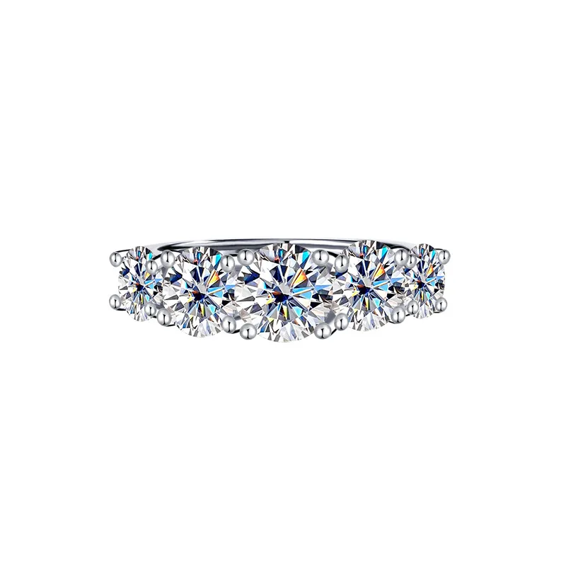3.6CT All GRA Moissanite Rings for Women 5 Stones Sparkling Diamond Wedding Band S925 Sterling Silver fine Jewelry dating gift - Image 5