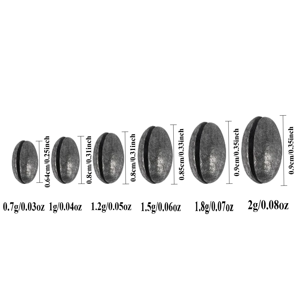 30pcs Fishing Lead Solid Oval Split Shot Lead Sinker Bean Shaped Weight Lead Fishing Lure Accessories Fishing Sinker - Image 4