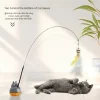 360-Degree Rotating Cat Teaser Toy with Dragon Totoro Design Steel Rod Fish Head with Bell for Cat Entertainment Cat Supplies