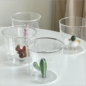 3D Creative Handmade Bubble Glass Cup Three-Dimensional Animal Plant Shape Coffee Milk Drink Cute Transparent Glass Cup,Gift