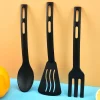 3PCS Mini Nylon Kitchen Utensils Set For Kids Kitchen Cooking Tools Slotted Turner Solid Spoon Fork Spade Fork Spoon Dinnerware