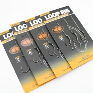 3PCS/Pack Carp Fishing Ready Tied Rigs Loop Rig Used With Booms KLOR HOOK Size 2 4 6 8 Hook Link Sections Combi Rig