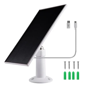 3W 6V Solar Charger 360° Adjustable Wall Mount Solar Panel Charger Micro USB+Type-C Camera Solar Panel for Ring Eufy Blink Arlo