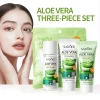 3pcs SADOER Aloe Vera Skin Care Sets Face Wash Facial Cleanser Gel Face Cream Moisturizing Anti-aging Wrinkle Skin Care Kit