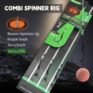 3pcs/pack Carp Fishing Combi Spinner Rig With Booms Krank Hook 2 4 6 15cm/25lb For Carp Fishing Terminal Tackle Accessories