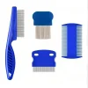 4 Pack Flea Lice Comb, Stainless Steel Dog Cat Grooming Combs with Rounded Teeth, Double Sided Professional Pet Tear Stain Remover