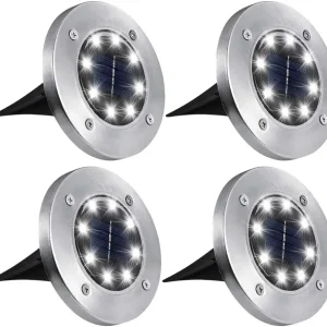 4 Pcs 8LED Solar Power Disk Light Outdoor Garden Solar Underground Light Deck Light Spotlight Buried Solar Led Lamp