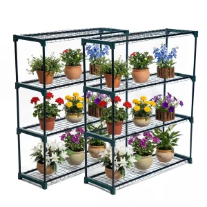 4 Tier Garden Greenhouse Steel Staging Shelving Plant Stand Garden Shelving Unit Garage Storage Racking, 2 Pack Plant Racks