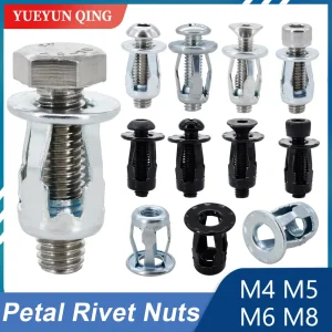 40/60Pcs Petal Shape Metal Rivet Nut Expansion Screw Bolt Jack Nuts M4 M5 M6 Panel Clamp Lock Rivnut Car License Plate Rivets