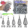 45PCS/Box Drop Shot Fishing Weight Sinker 3.5g 5g 7g 10g 14g Tube Bullet Plumb Pendant Metal Jig Sea Tackle Kit Pesca Tool