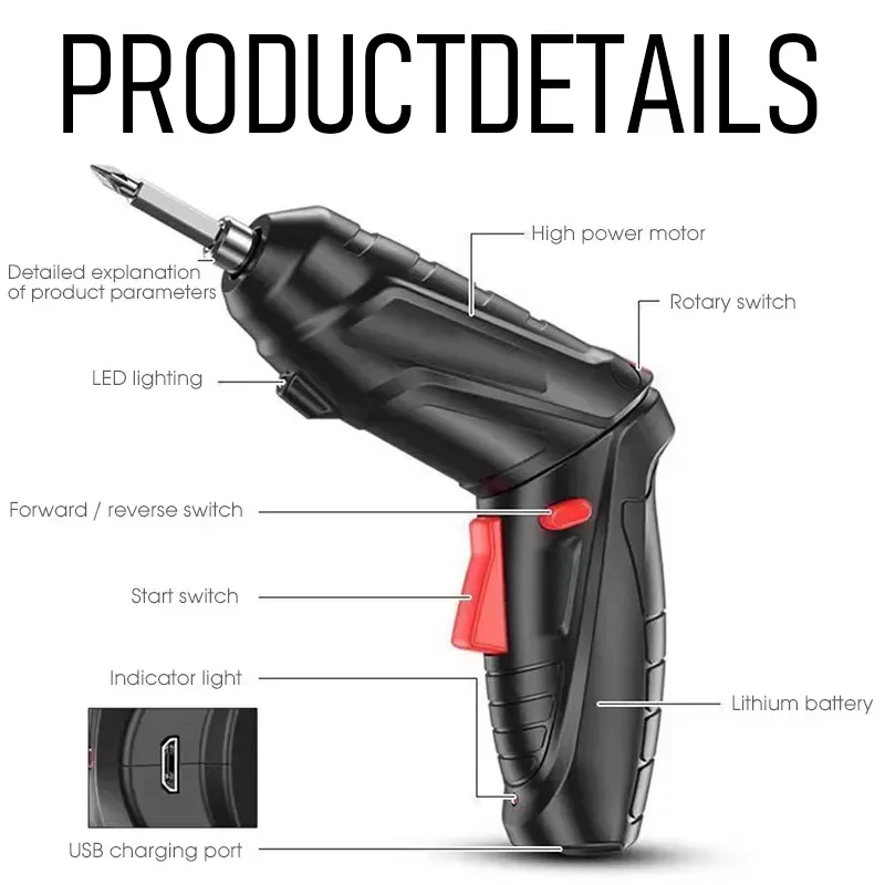 47 PCS 3.6V Electric Screw Driver Rechargeable Household Lithium Electric Drill LED Lighting Electric Power Screwdriver Set - Image 6