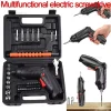 47pcs Rechargeable 36V Cordless Electric Screwdriver Kit with Lithium Battery Folding Power Tool for Home DIY Repairs