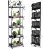 5 Tier Foldable Metal Plant Stand - Black, Ideal for Garden, Balcony, Patio