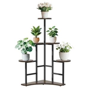 5 Tiers Wooden Plant Stand Holder Tall Corner Flower Display Rack Organizer Shelves