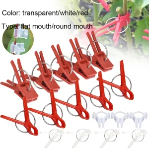 50 Plastic Grafting Clamps, Garden Plant Support Clamps, Round Red Clamps For Gardening Vegetables, Flowers, Shrubs