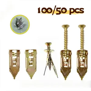 50/100pcs Self Drilling Drywall Anchors with Screws Expansion Nail Self-Tappe Screw Kit Heavy Duty Wall Anchors DIY Fixing Tools