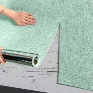 50cmX2.8/10m Linen 3D Foam Wallpaper Self-adhesive PVC Solid Color Thickened Waterproof Background Wall Renovation Wall Stickers