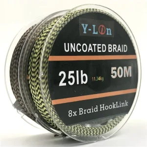 50m 8 Stand Camouflage Carp Fishing Line Soft Hook Link Carp Hooklink Uncoated Braid Line For Hair Rig 25 35LB Rigging Line