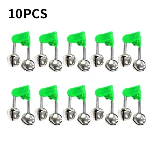 5/10pcs Fishing Bite Alarms Fishing Rod Bells Tip Clip Bells Ring Green ABS Fishing Accessory Outdoor Pole Fish Bites Indicators