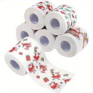 5/1Roll Christmas-Themed Toilet Paper - Santa Claus & Festive Design, For Holiday Celebrations, Bathroom Decor, Christmas Dinner