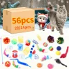 56pcs/28pcs/14pcs Kitten Toys Variety Pack-Pet Cat Toys Combination Set Cat Toy Funny Cat Stick Mouse Bell Ball Cat Supplies