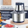 5L Stainless Steel Food Processor with 6-Blade System - Fast Meat Mincer & Vegetable Chopper, 5 Speeds（European Plug ）
