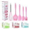 5Pcs Silicone Cooking Utensils Set Non-Stick Flexible Kitchen Tools including Cake Spatula Whisk Oil Brush And Cooking Shovel